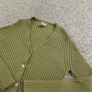 Gentryportofino Cardigan Womens S Green Rib Knit Button Front Sweater Top Italy